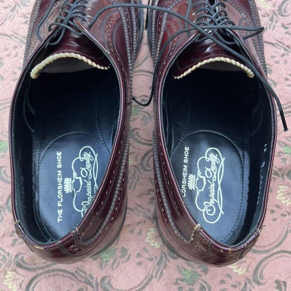 Florsheim Lexington Men's Burgundy Wingtip Oxfords 12D Dress Shoes - Picture 6 of 10